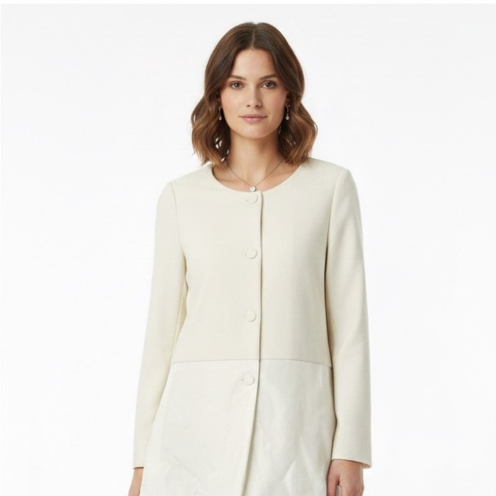 Forever 21 White Button Down Coat Size Large